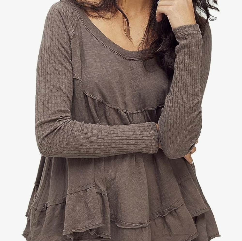 FREE PEOPLE  Full Sleeves Sundae Tee sz L